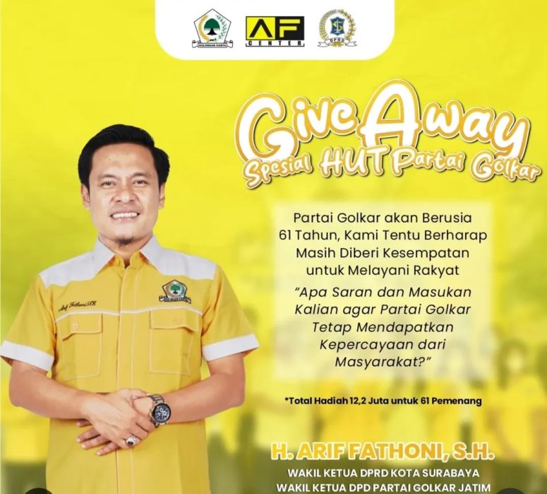 Saran Rakyat Jadi Energi Positif di HUT ke-61, Arif Fathoni: Suara Rakyat Suara Golkar