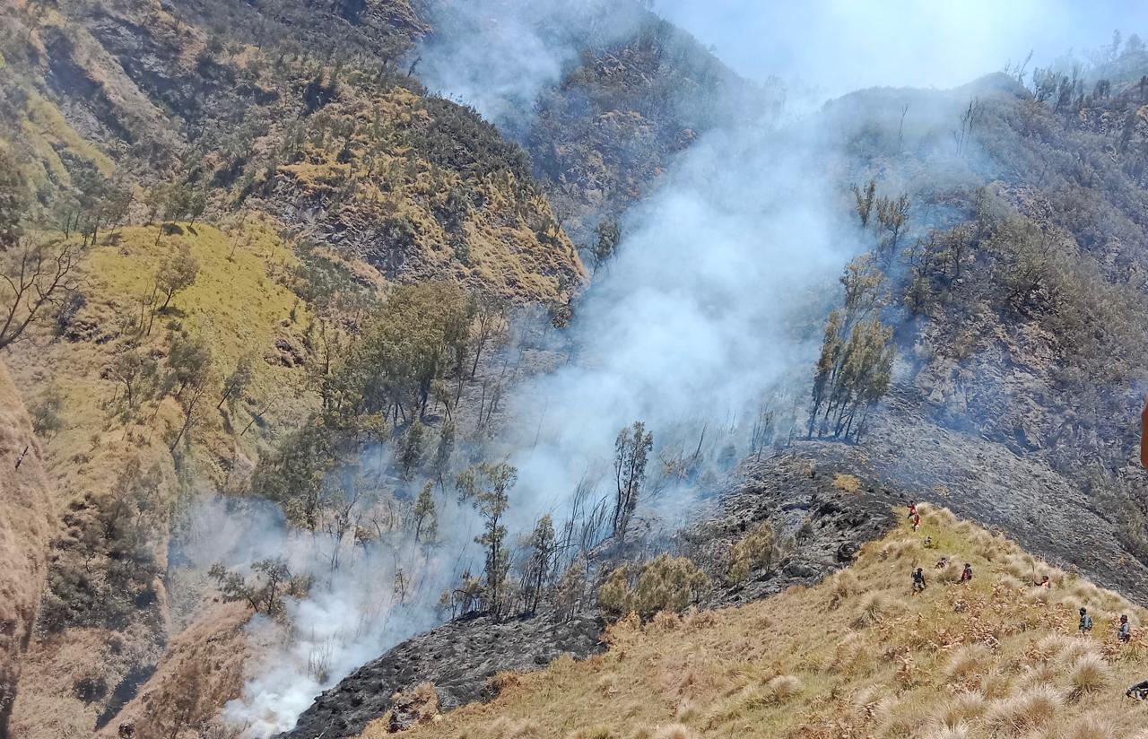 Api Bromo Semakin Meluas, Helikopter Water Bombing Dikerahkan ke Lokasi