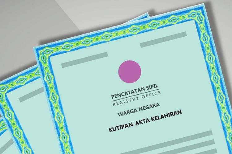 Ilustrasi dokumen kutipan akta kelahiran sebagai identitas resmi anak Indonesia
