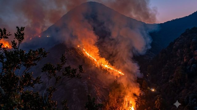 Kebakaran hutan melanda kawasan jalur pendakian Gunung Semeru di Lumajang, Jawa Timur.