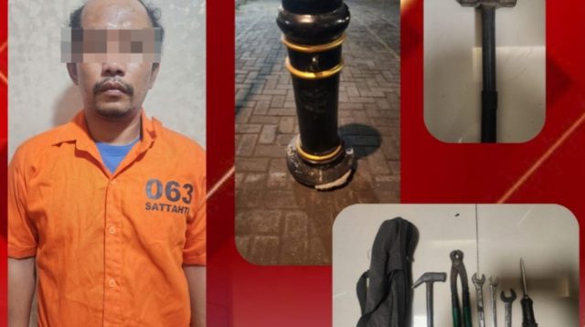 Sempat Buron, Maling 14 Pembatas Trotoar Kembang Jepun Ditangkap Polisi