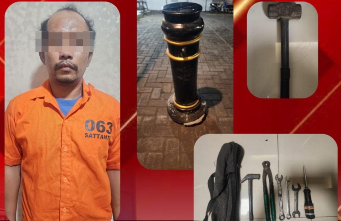 Sempat Buron, Maling 14 Pembatas Trotoar Kembang Jepun Ditangkap Polisi