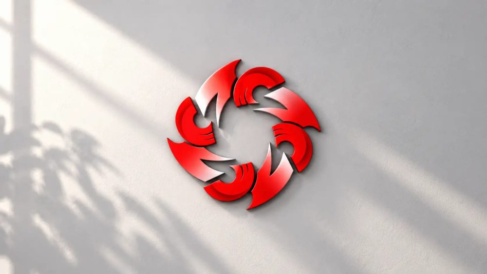 Logo Hari Sumpah Pemuda 2026 berwarna merah dengan bentuk empat sayap yang berputar melambangkan persatuan dan semangat pemuda Indonesia.